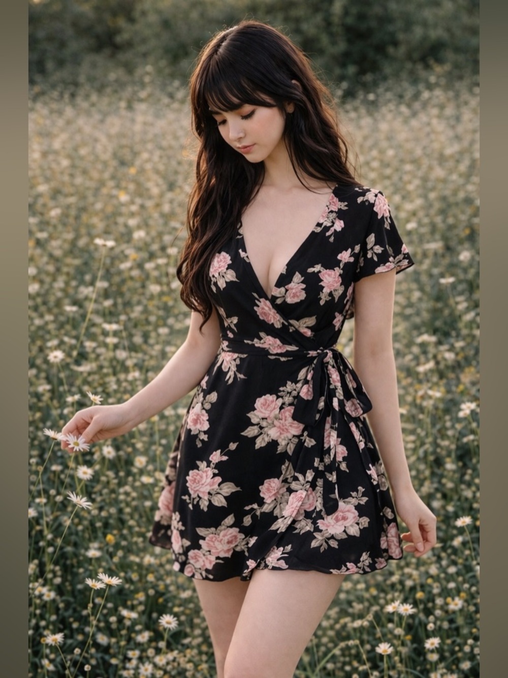 Blooming Cottage Garden Romance floral wrap meadowcore flutter slv dress